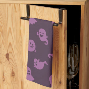 Paño De Cocina Fantasmas morados claros Halloween morado oscuro