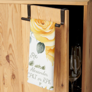 Paño De Cocina Farmacia personalizada de RX y Rosas Amarillas