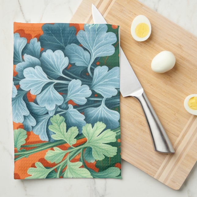 Paño De Cocina Farmhouse Herb Block Print Kitchen Towel (Doblado Cuarto)