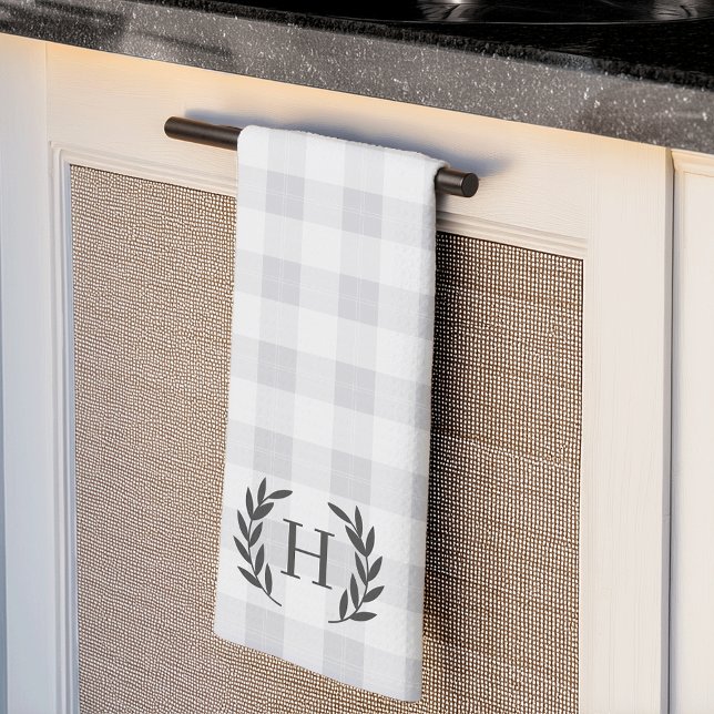 Paño De Cocina Farmhouse Plaid Laurel Monograma (Subido por el creador)
