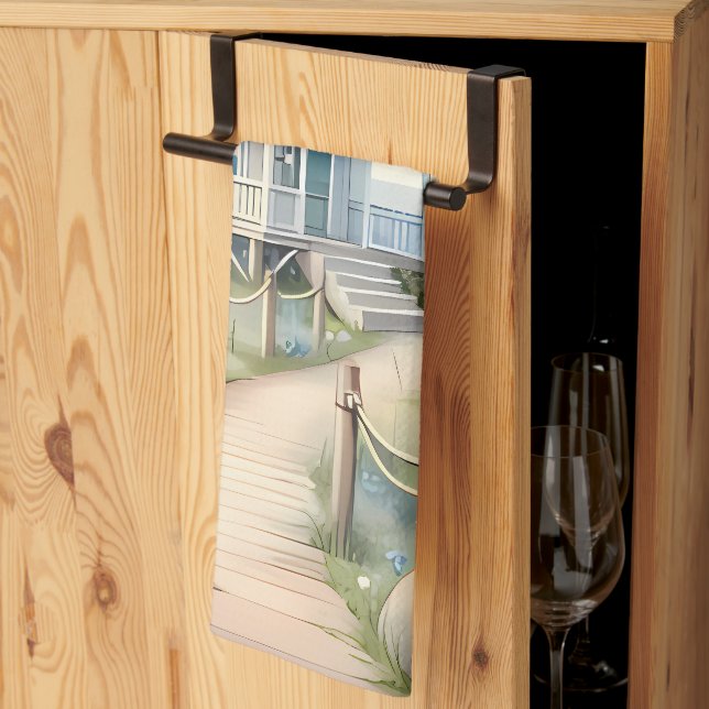 Paño De Cocina Faro Dreamy Pastel cerca del mar (Pliegue de tercios)