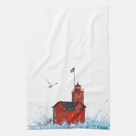 Paño De Cocina Faro Rojo Grande de Michigan