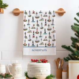 Paño De Cocina Faros de Navidades Costeros