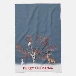 Paño De Cocina Fauna Invernal De Navidad En Copos De Cocina Para