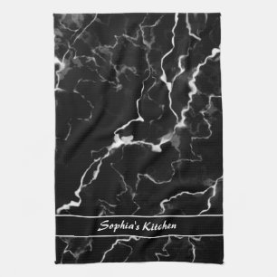 Paño De Cocina Faux Black Marble Texble Look With Personalizado T