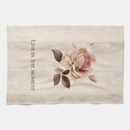 Paño De Cocina Faux Rusam Cream Pink Rose Wood