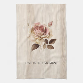 Paño De Cocina Faux Rusam Cream Pink Rose Wood