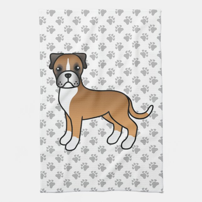 Paño De Cocina Fawn Boxer Cute Cartog Perro & Paws (Vertical)