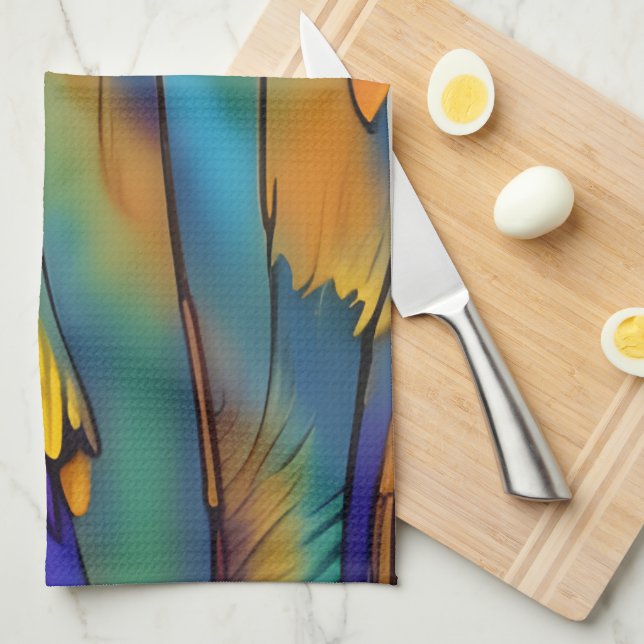 Paño De Cocina Feather de vidrio templado AI Resumen de arte (Doblado Cuarto)