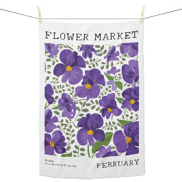 Paño De Cocina Febrero Mercado de Flores Nacidas Morado Violeta F