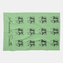 Paño De Cocina Felices bailarinas de silueta verde