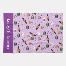 Paño De Cocina Felices Calabazas De Halloween Vestidas Patrón