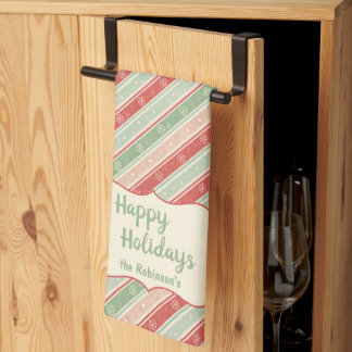 Paño De Cocina Felices Fiestas Apellido Navidad