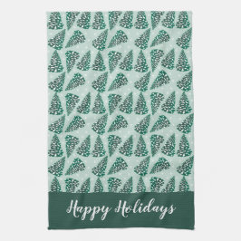 Paño De Cocina Felices Fiestas Árbol de Navidad Snowflakes Green