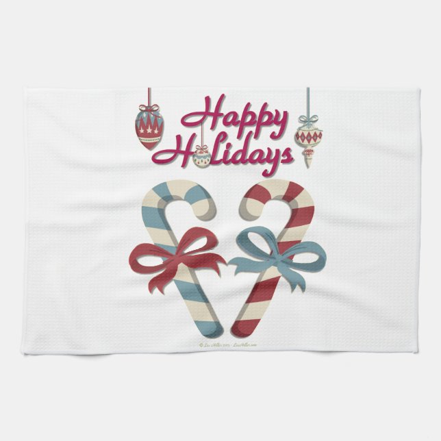 Paño De Cocina Felices fiestas Candy Cane Heart (Horizontal)