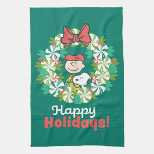Paño De Cocina Felices fiestas   Candy Wreath de menta