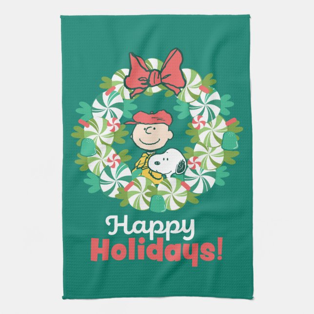 Paño De Cocina Felices fiestas | Candy Wreath de menta (Vertical)