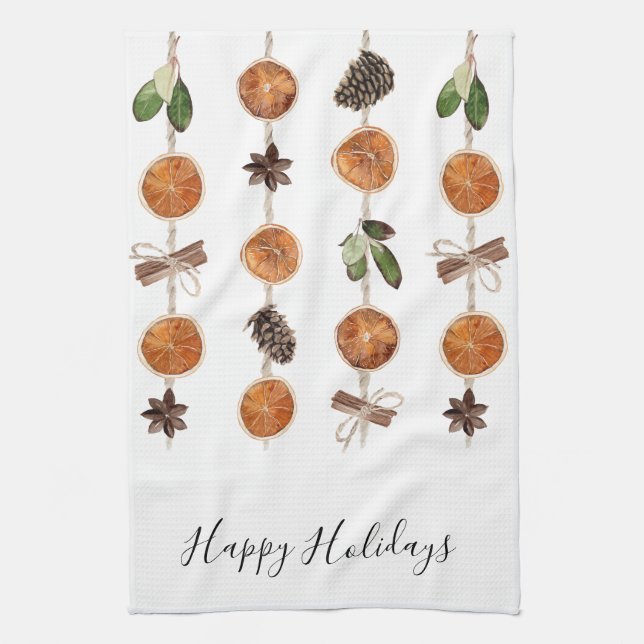 Paño De Cocina Felices Fiestas Citrus Garland Kitchen (Vertical)