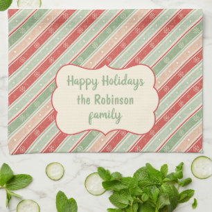Paño De Cocina Felices Fiestas Familia Nombre Navidad