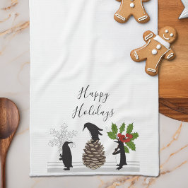 Paño De Cocina Felices Fiestas Lindo Pinguino Divertido de Navida
