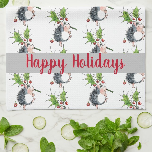 Paño De Cocina Felices Fiestas Navidades Hedgehog (Doblado)