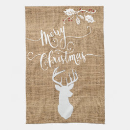 Paño De Cocina Felices Navidad de la textura de la arpillera con