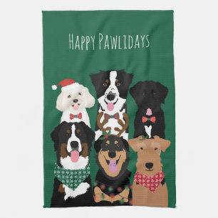 Paño De Cocina Felices Pawlidays Cute Navidades