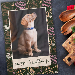 Paño De Cocina Felices Pawlidays Pink Black One line Mascota Phot