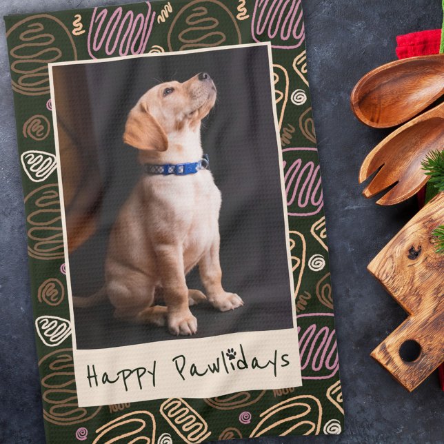 Paño De Cocina Felices Pawlidays Pink Black One line Mascota Phot (Subido por el creador)