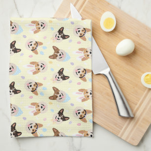Paño De Cocina Felices perros Corgi galeses de Pascua