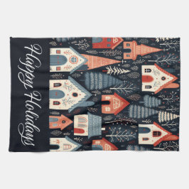 Paño De Cocina Felices vacaciones Navidades nórdicos patrón de al