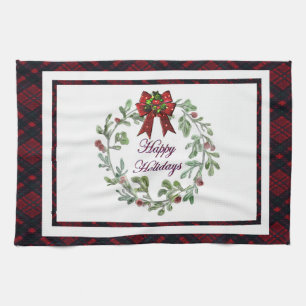 Paño De Cocina Felices vacaciones Red Plaid
