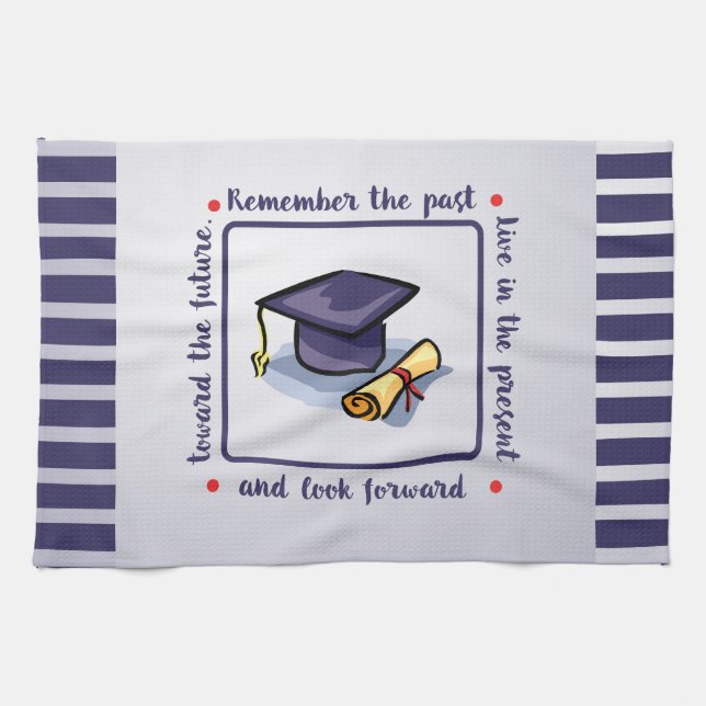 Paño De Cocina Felicidades por graduación Recuerden el pasado (Horizontal)