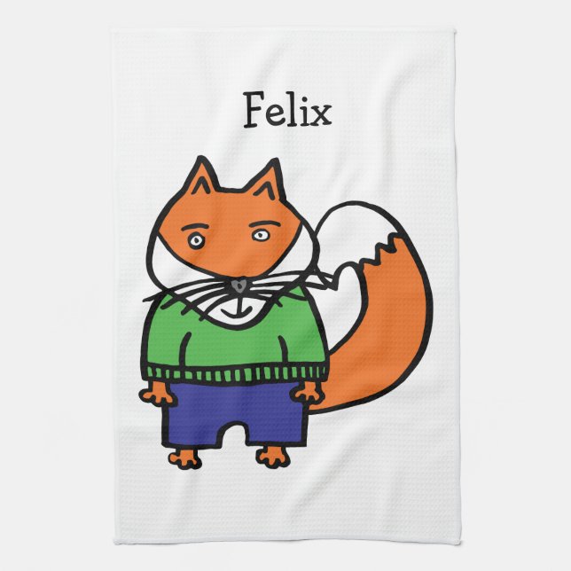 Paño De Cocina Felix el Zorro Personalizado (Vertical)