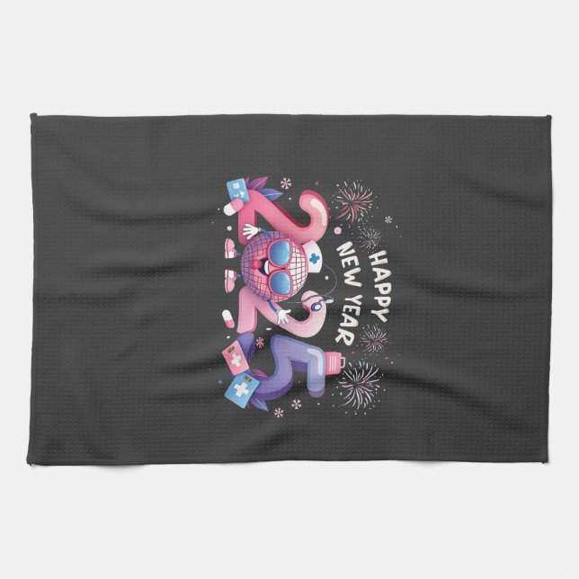 Paño De Cocina Feliz Año Nuevo 2025 Enfermería Disco Ball Healthc (Horizontal)