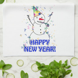 Paño De Cocina Feliz Año Nuevo desde la celebración de Snowman