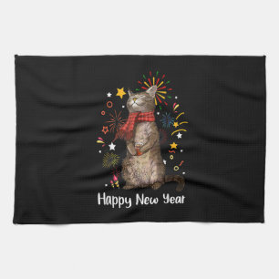 Paño De Cocina Feliz Año Nuevo, Feliz Año Nuevo Cat 2023 Para Los
