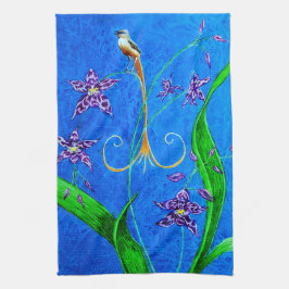 Paño De Cocina Feliz ave orquídea hawaiana