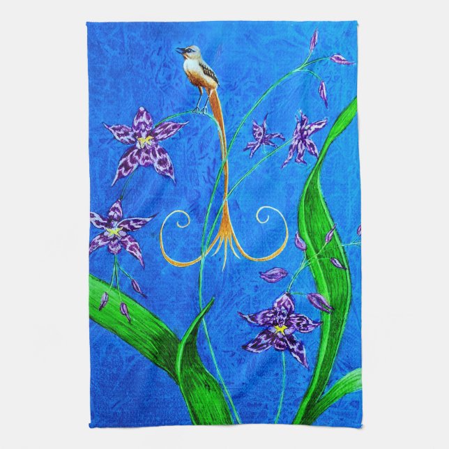 Paño De Cocina Feliz ave orquídea hawaiana (Vertical)