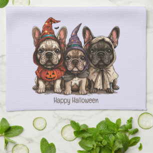 Paño De Cocina Feliz Bulldog francés de Halloween