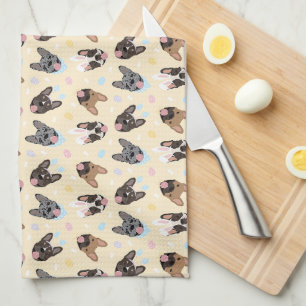 Paño De Cocina Feliz Bulldog francés de Pascua