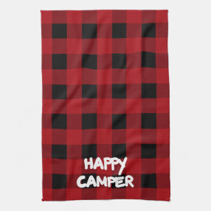 Paño De Cocina Feliz Camper Red y Black Buffalo Plantado