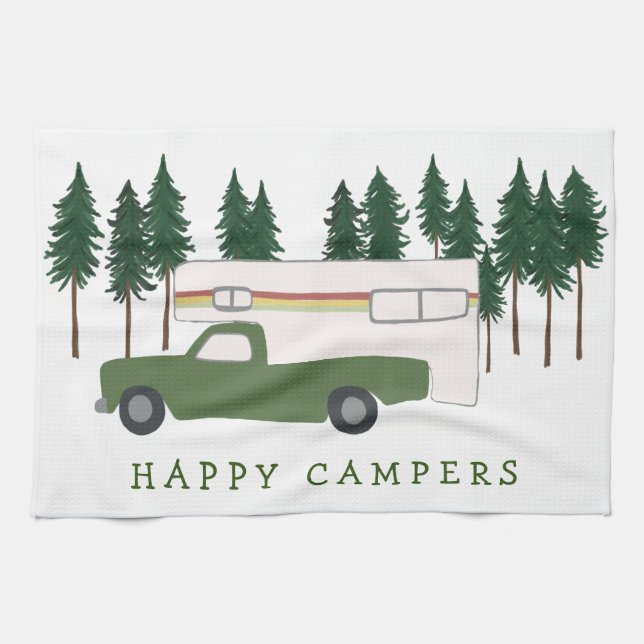 Paño De Cocina FELIZ CAMPERS Truck Camping RVing Trees Forest (Horizontal)