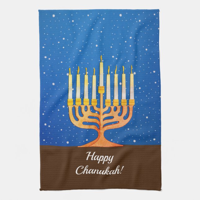 Paño De Cocina ¡Feliz Chanukah! Menorah (Vertical)