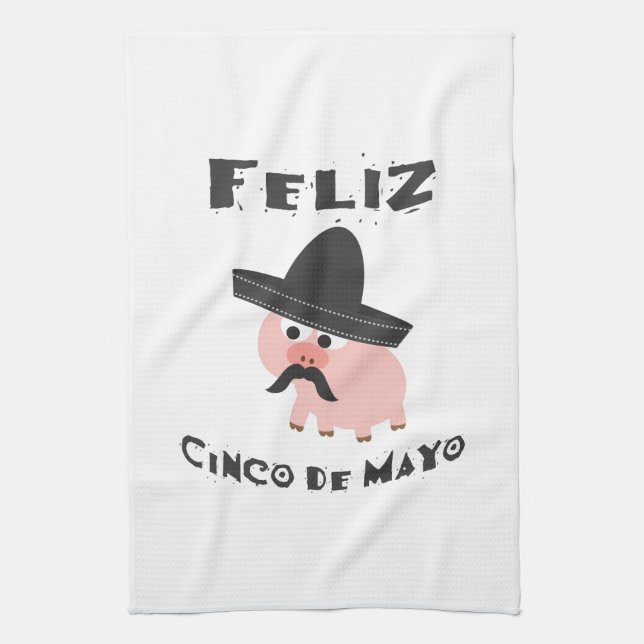 Paño De Cocina Feliz Cinco De Mayo - cerdo (Vertical)