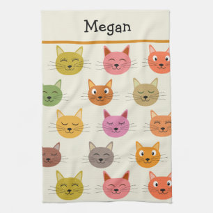 Paño De Cocina Feliz Colorido kawaii Gatos de dibujos animados p