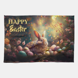 Paño De Cocina Feliz Conejo de Pascua con huevos de Pascua