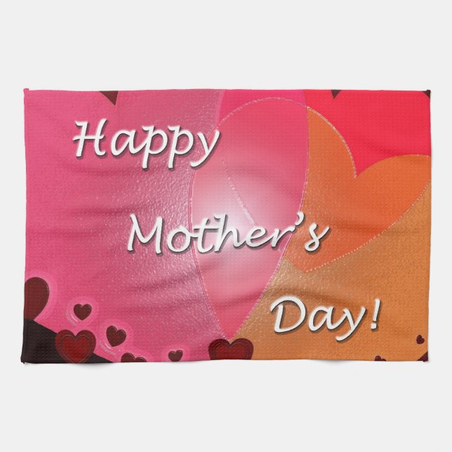 Paño De Cocina Feliz corazón del Día de la Madre (Horizontal)