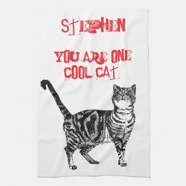 Paño De Cocina Feliz cumpleaños a tu gato de Guay Tabby (Vertical)
