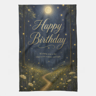 Paño De Cocina Feliz Cumpleaños Bosque Encantado Luciérnaga a la